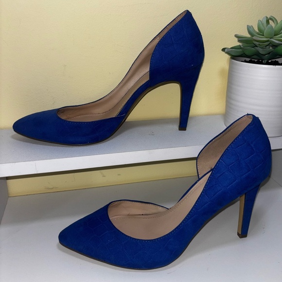 BCBGeneration Size 7.5 Cobalt Blue D’Orsay Pumps Pointed Toe Stiletto Heels - Picture 3 of 11